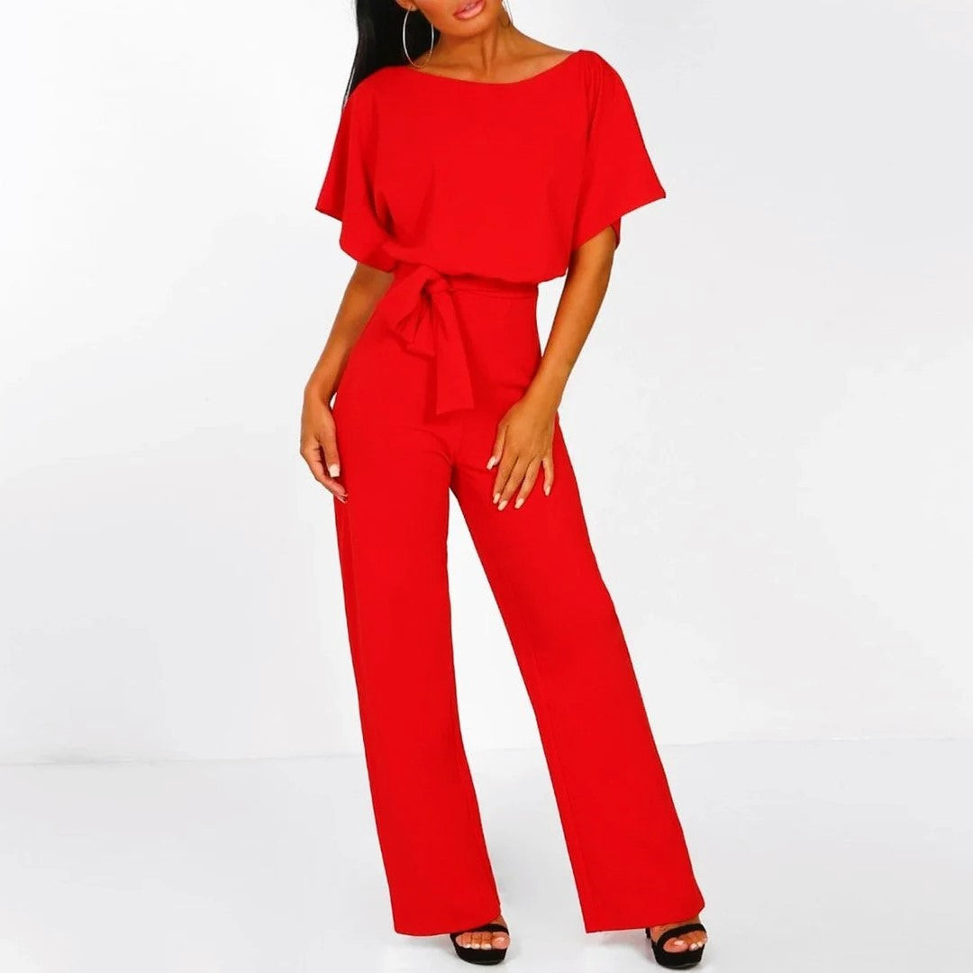Women’s Jumpsuits with Tie Waist & Short Sleeves | Wide Leg