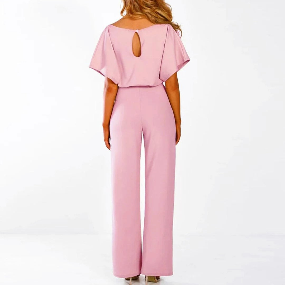 Women’s Jumpsuits with Tie Waist & Short Sleeves | Wide Leg