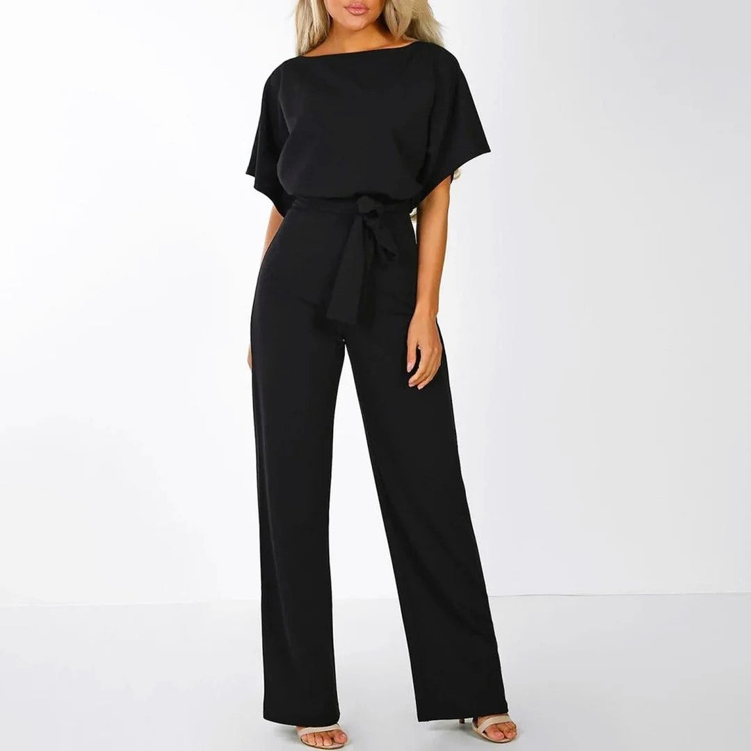 Women’s Jumpsuits with Tie Waist & Short Sleeves | Wide Leg