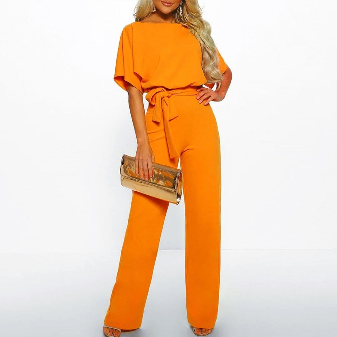 Women’s Jumpsuits with Tie Waist & Short Sleeves | Wide Leg