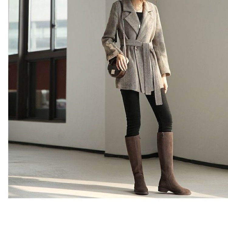 Women's Knee High Boots with Block Heel & Round Toe | Side Zip