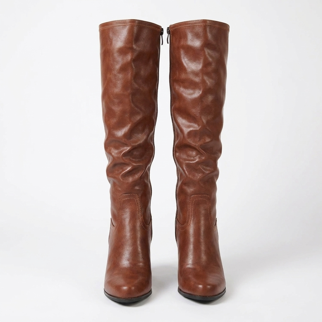 Women's Knee High Boots with Block Heel & Side Zip | Round Toe