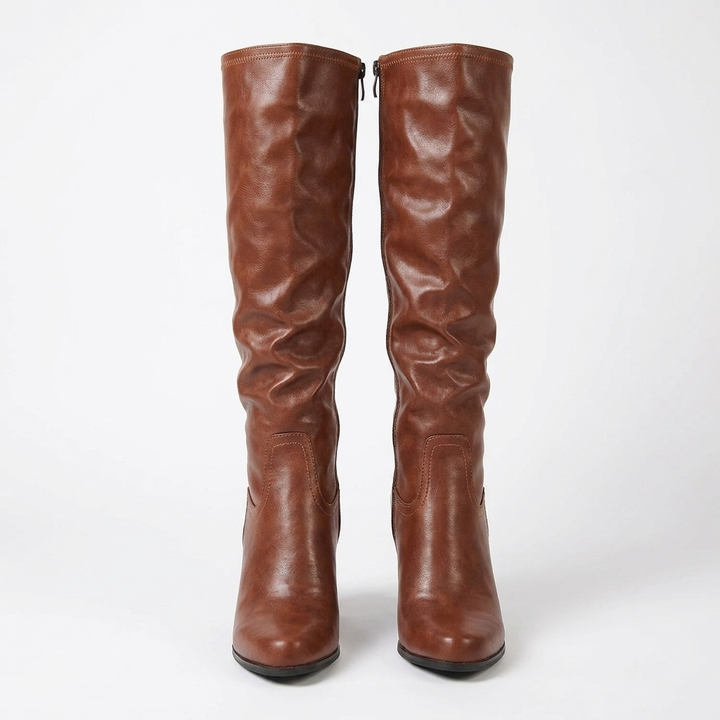 Women's Knee High Boots with Block Heel & Side Zip | Round Toe