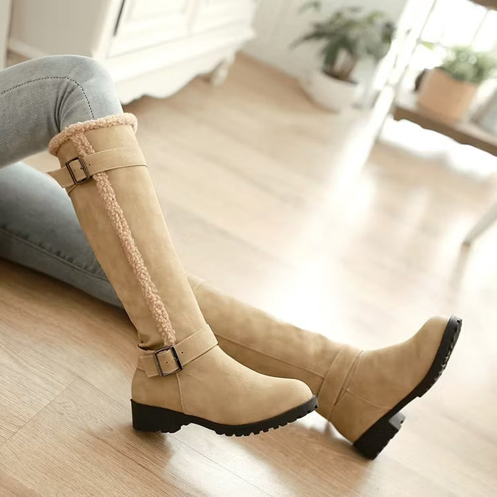 Women's Knee High Boots with Buckle | Low Heel