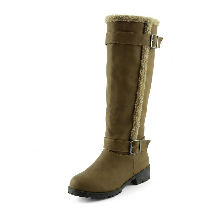 Women's Knee High Boots with Buckle | Low Heel