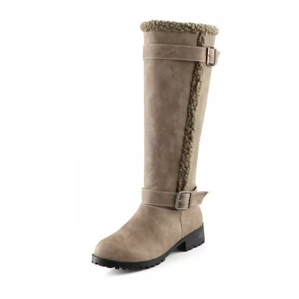 Women's Knee High Boots with Buckle | Low Heel
