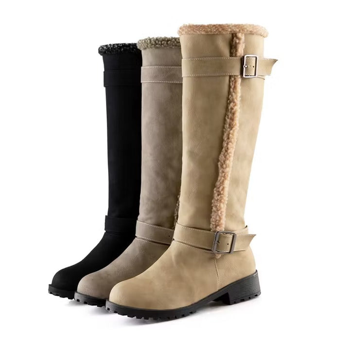 Women's Knee High Boots with Buckle | Low Heel