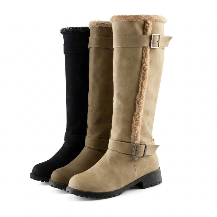 Women's Knee High Boots with Buckle | Low Heel