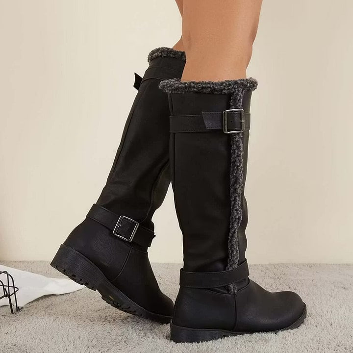 Women's Knee High Boots with Buckle | Low Heel