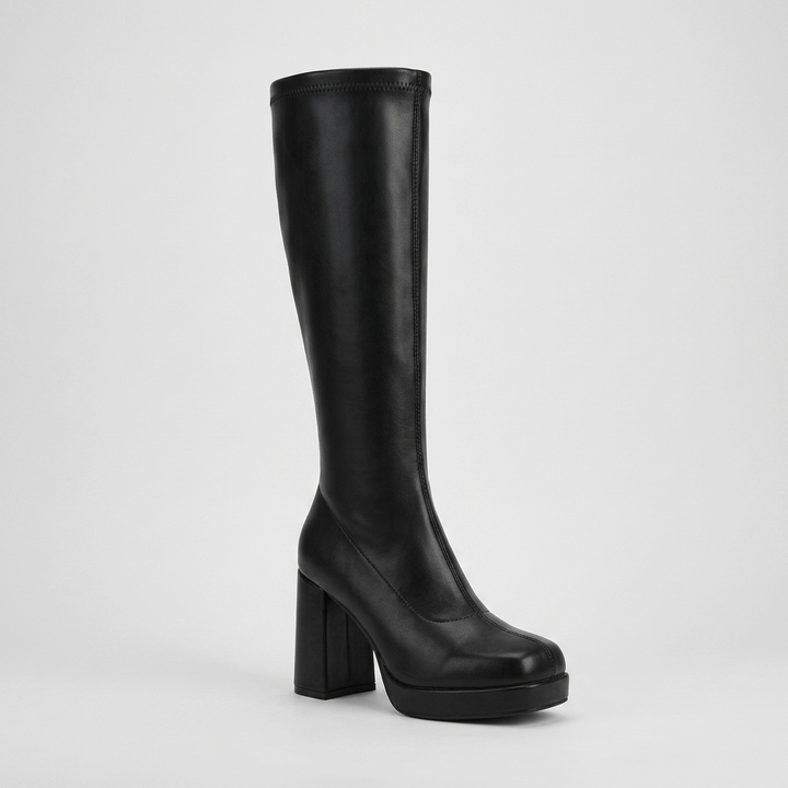 Women's Knee High Boots with Platform Sole & Square Toe | Block Heel
