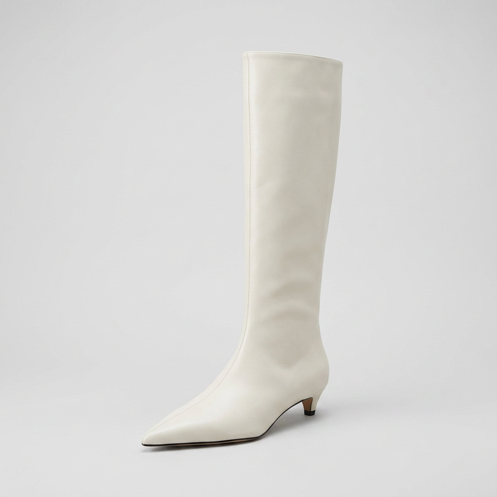 Women's Knee High Boots with Pointed Toe & Kitten Heel | Pull On