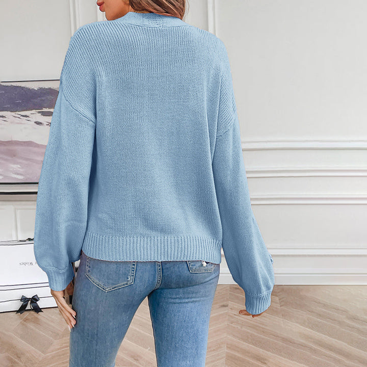 Women's Knit Cardigan with 3D Flower Detail | Open Front