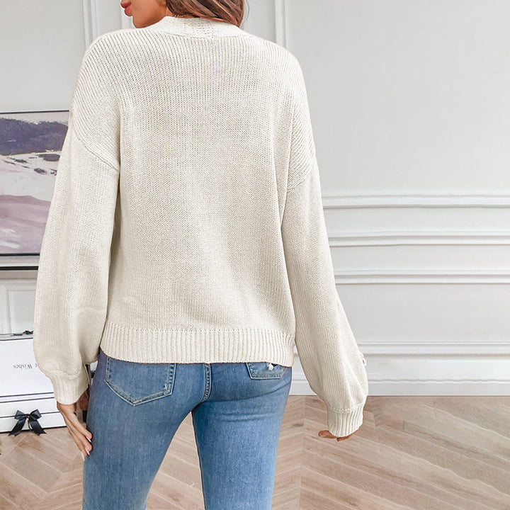 Women's Knit Cardigan with 3D Flower Detail | Open Front