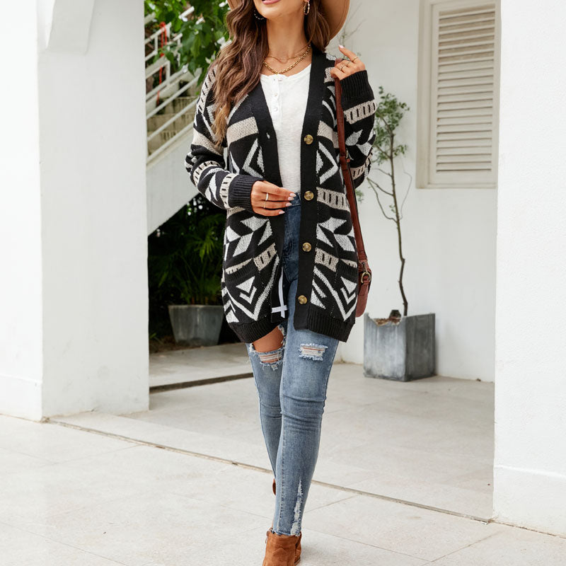 Women's Knit Cardigan with Button Front & Pockets | Longline