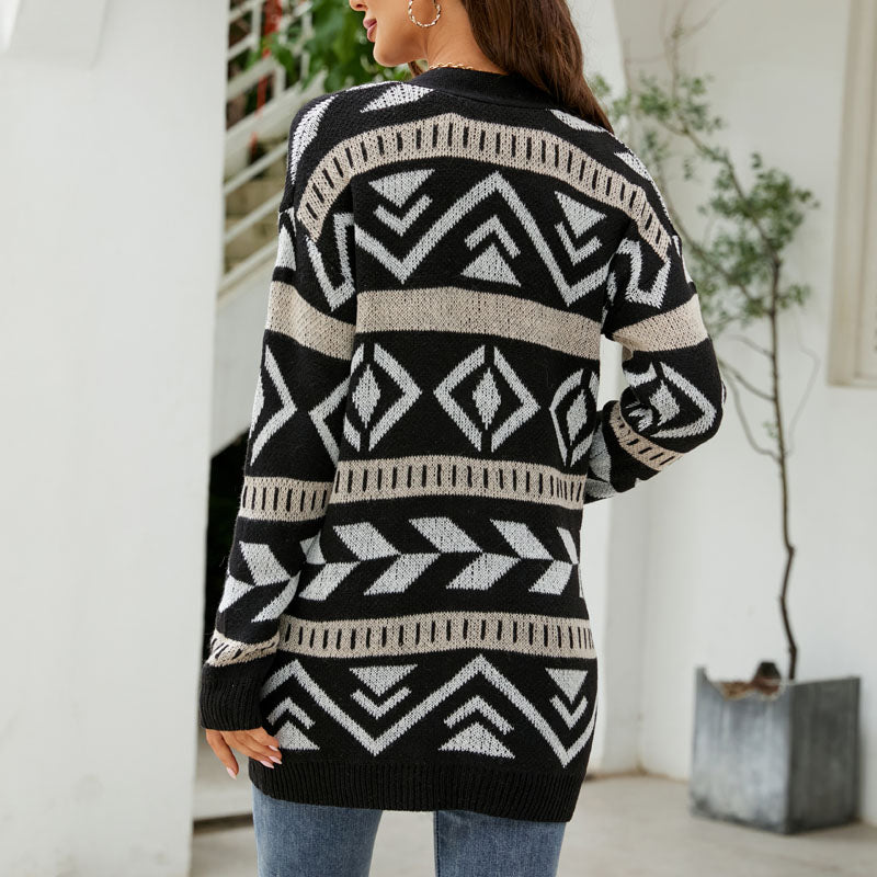 Women's Knit Cardigan with Button Front & Pockets | Longline