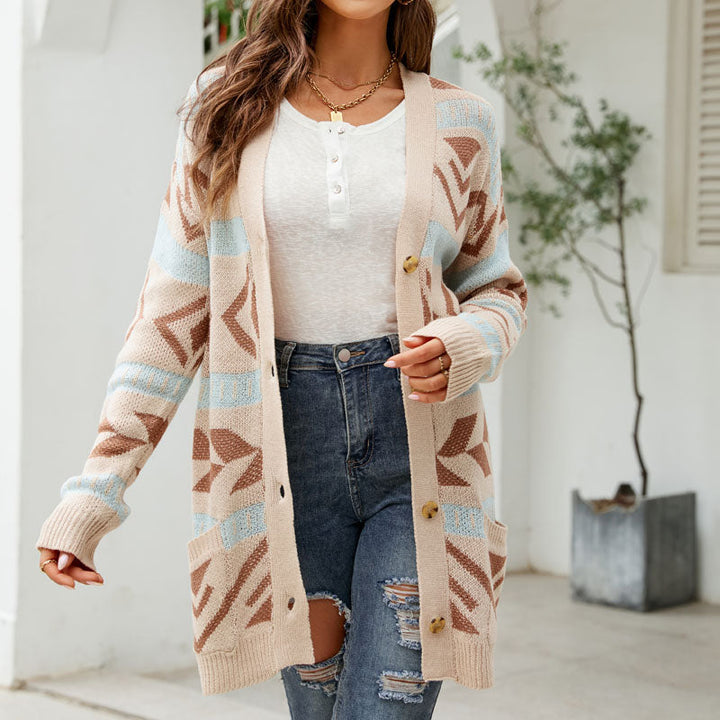 Women's Knit Cardigan with Button Front & Pockets | Longline