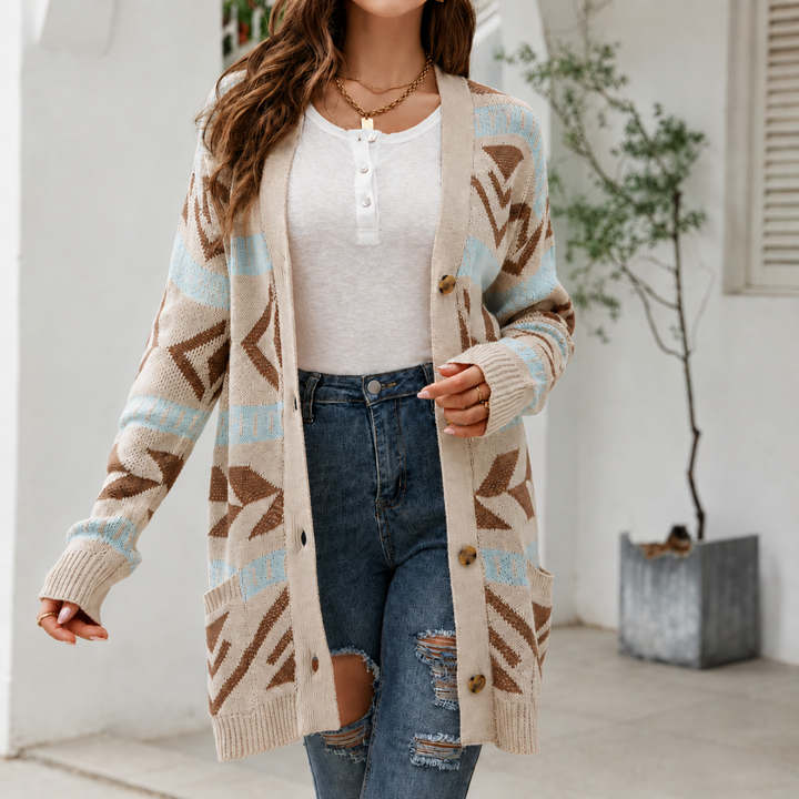 Women's Knit Cardigan with Button Front & Pockets | Longline