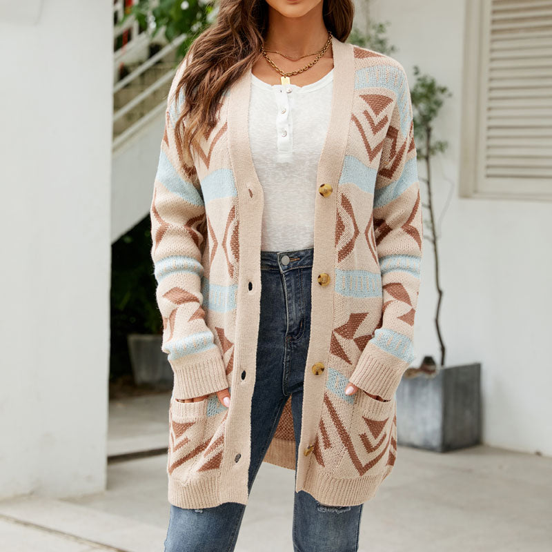 Women's Knit Cardigan with Button Front & Pockets | Longline