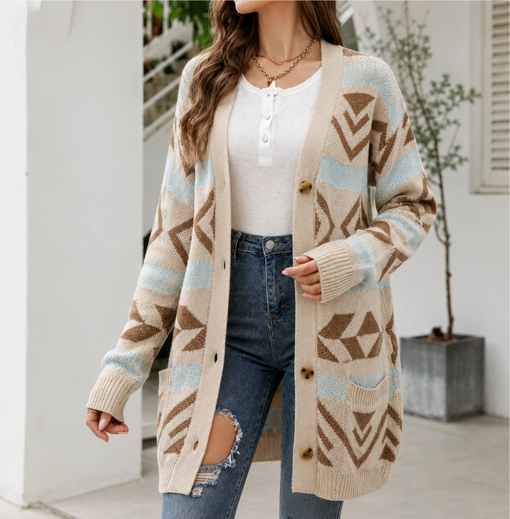 Women's Knit Cardigan with Button Front & Pockets | Longline