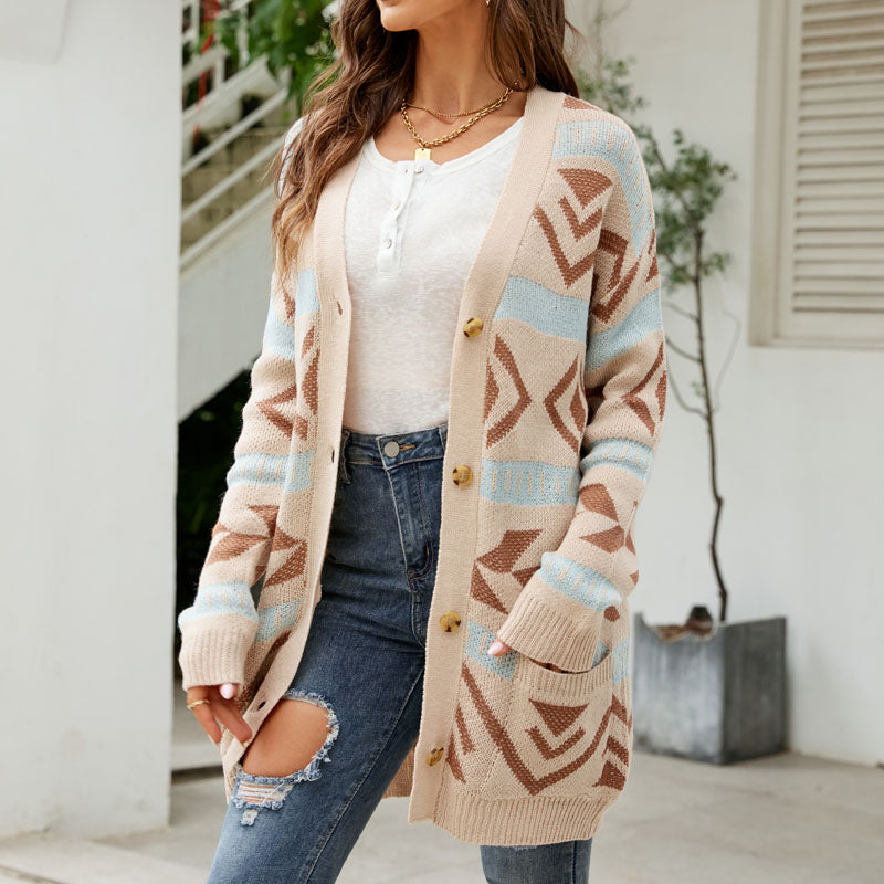 Women's Knit Cardigan with Button Front & Pockets | Longline