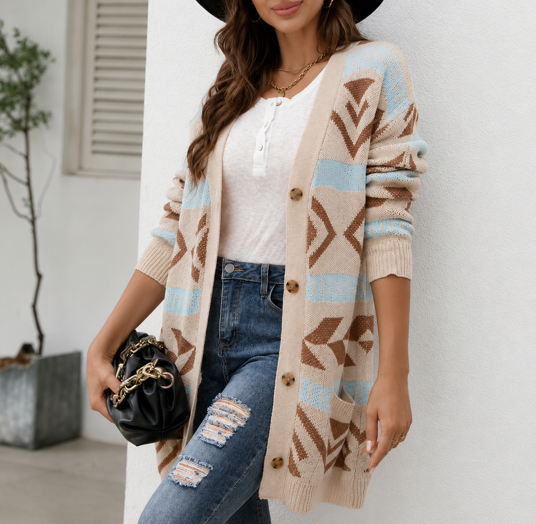 Women's Knit Cardigan with Button Front & Pockets | Longline