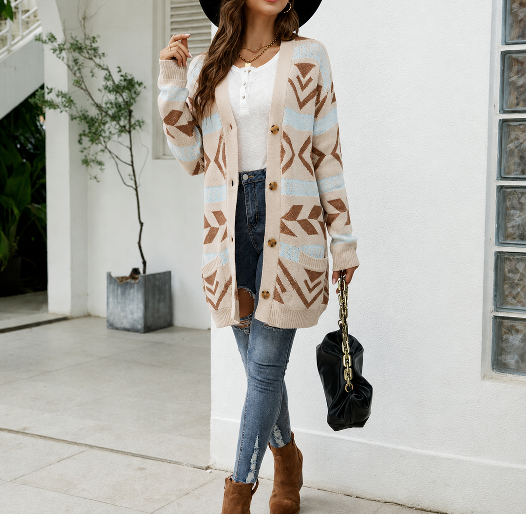 Women's Knit Cardigan with Button Front & Pockets | Longline