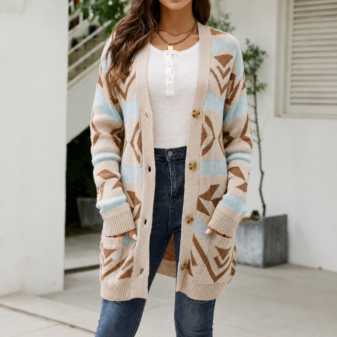 Women's Knit Cardigan with Button Front & Pockets | Longline