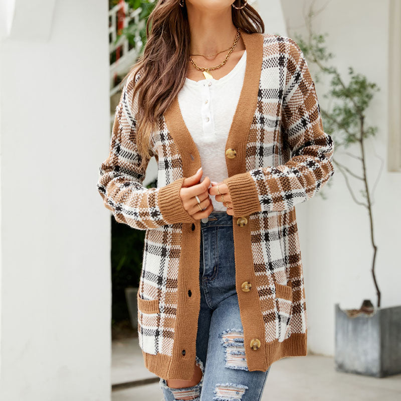 Women's Knit Cardigan with Button Front & Pockets | Longline