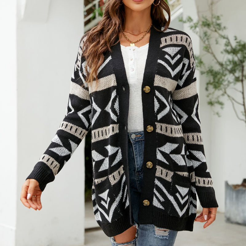 Women's Knit Cardigan with Button Front & Pockets | Longline