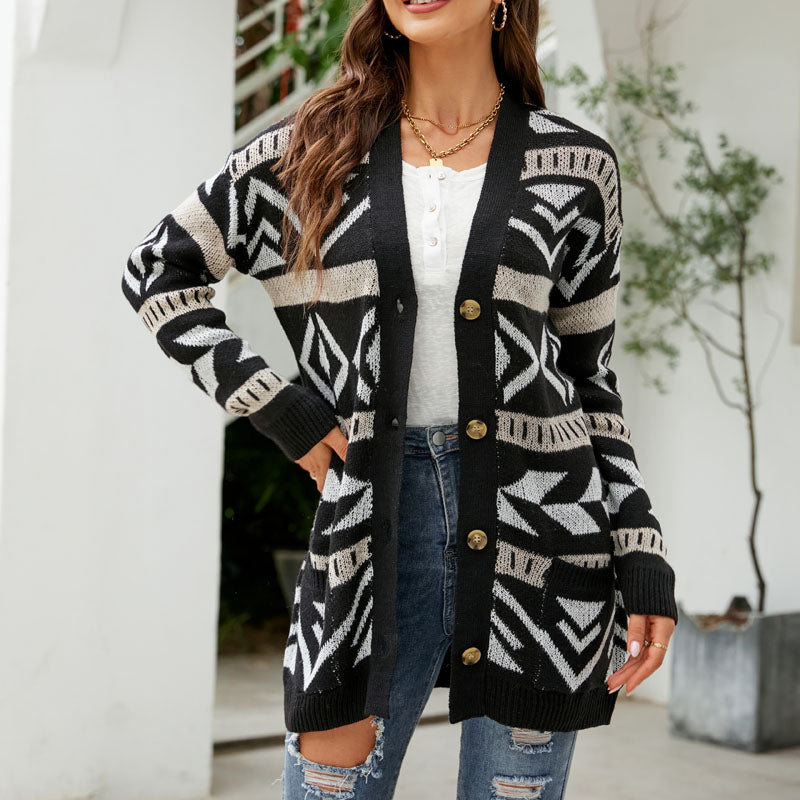 Women's Knit Cardigan with Button Front & Pockets | Longline