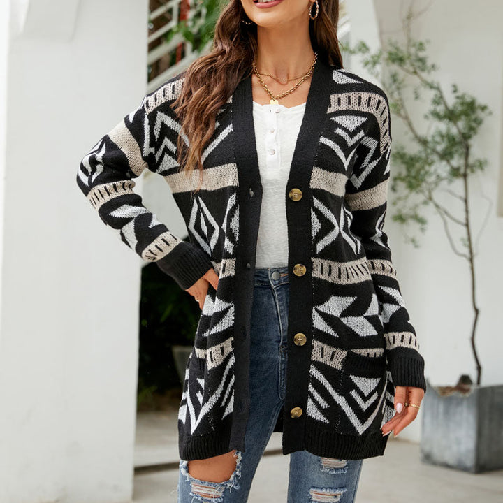 Women's Knit Cardigan with Button Front & Pockets | Longline