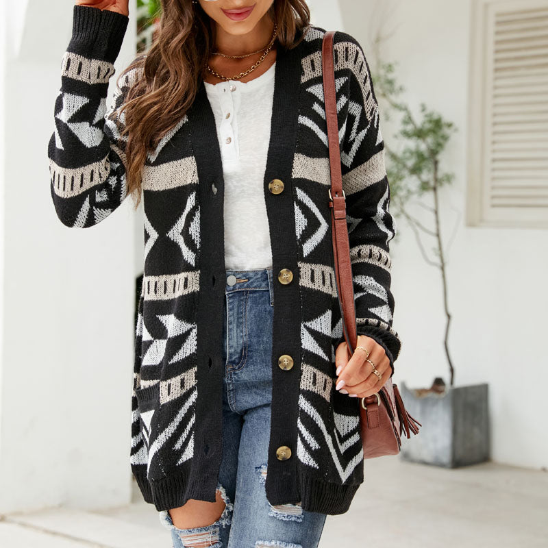 Women's Knit Cardigan with Button Front & Pockets | Longline