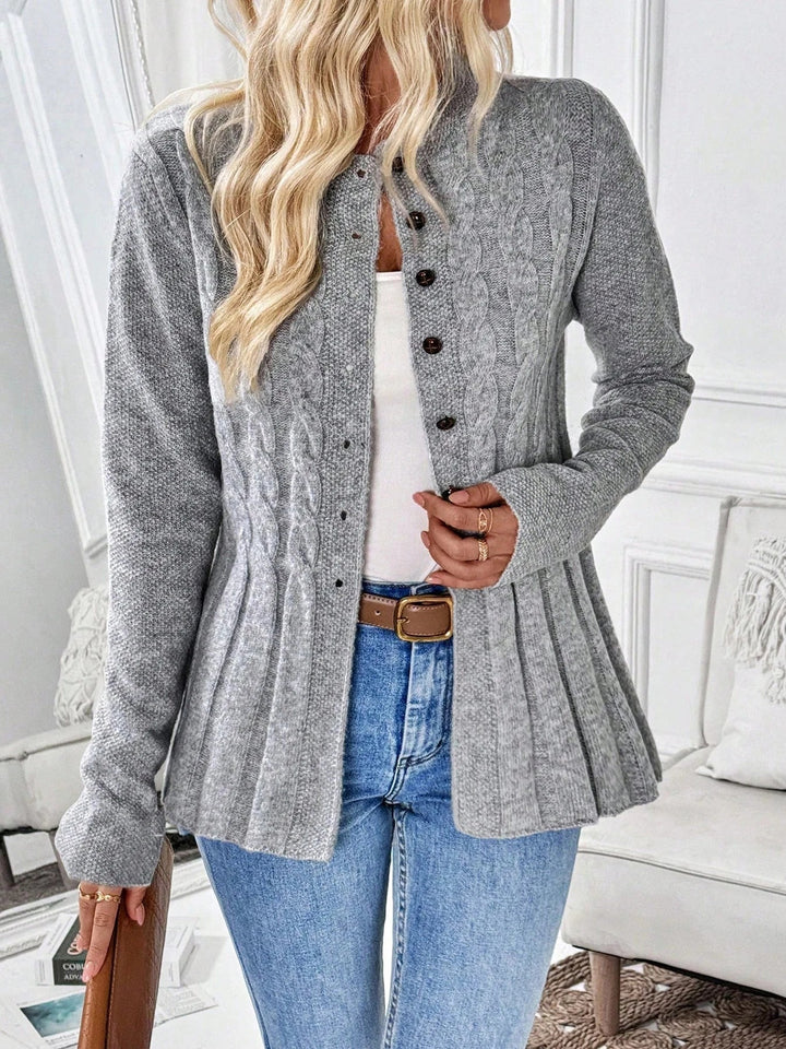 Women's Knit Cardigan with Cable Detail | Button Up