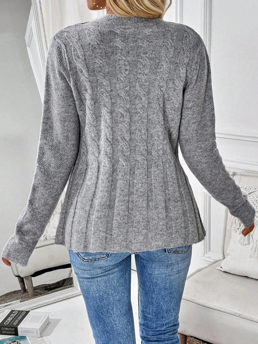 Women's Knit Cardigan with Cable Detail | Button Up