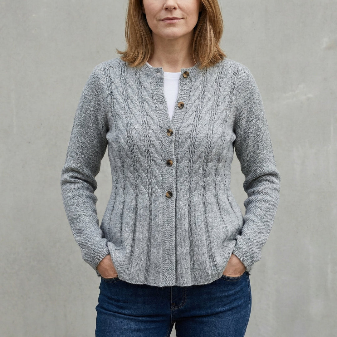Women's Knit Cardigan with Cable Detail | Button Up