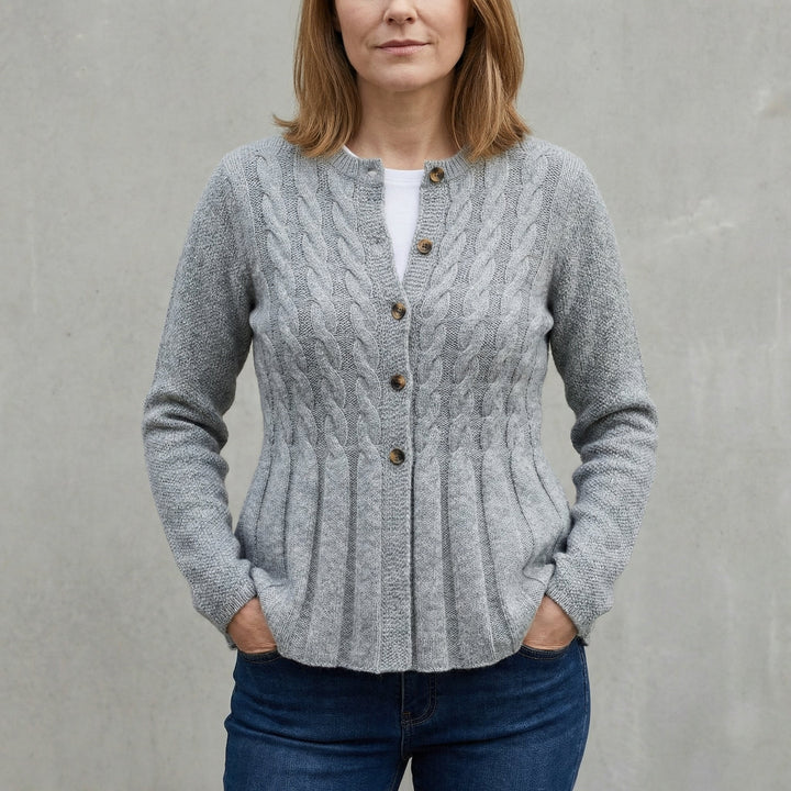 Women's Knit Cardigan with Cable Detail | Button Up