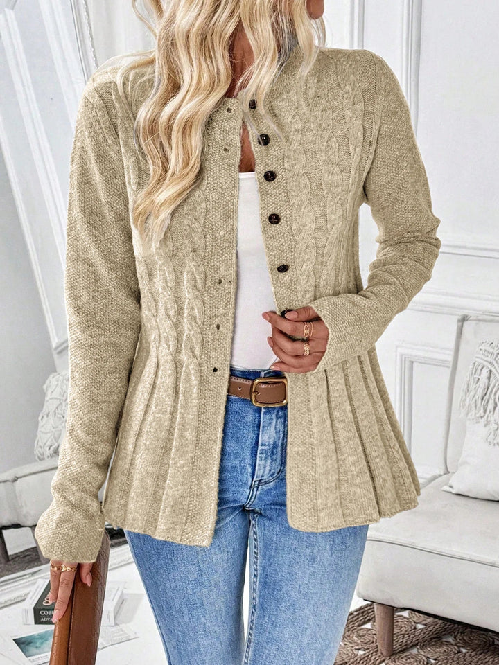 Women's Knit Cardigan with Cable Detail | Button Up