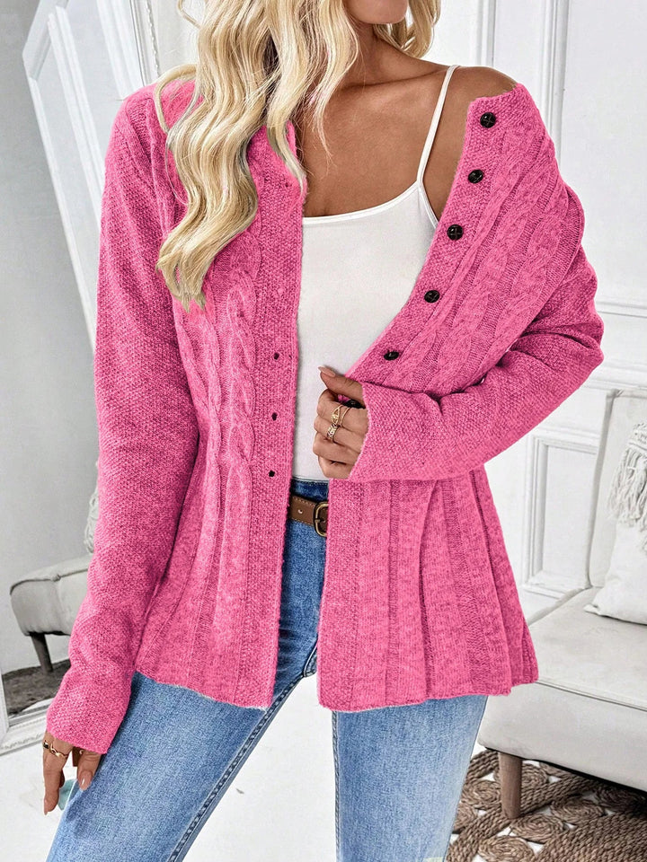 Women's Knit Cardigan with Cable Detail | Button Up