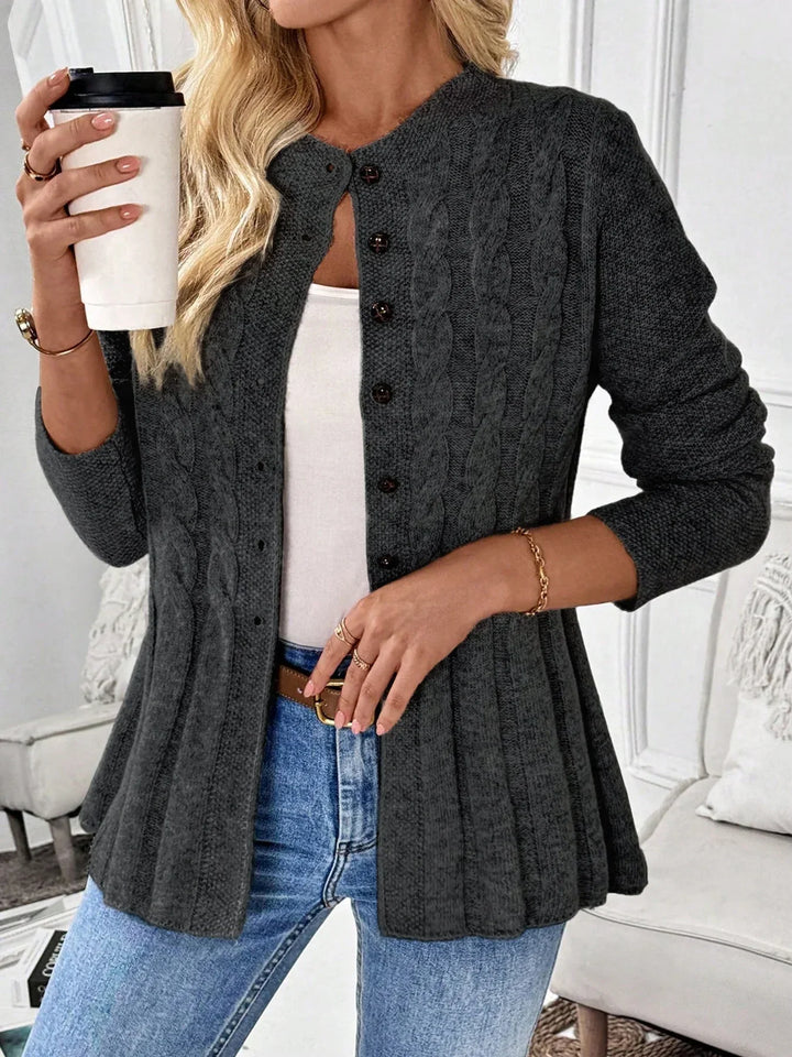 Women's Knit Cardigan with Cable Detail | Button Up