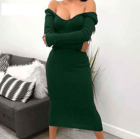 Women's Knit Dress Off Shoulder Midi | Party Style