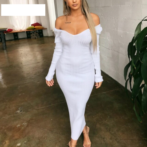 Women's Knit Dress Off Shoulder Midi | Party Style