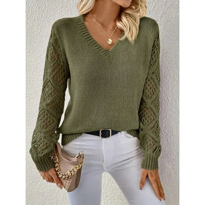 Women’s Knit Sweater V-Neck Open Sleeve | Casual