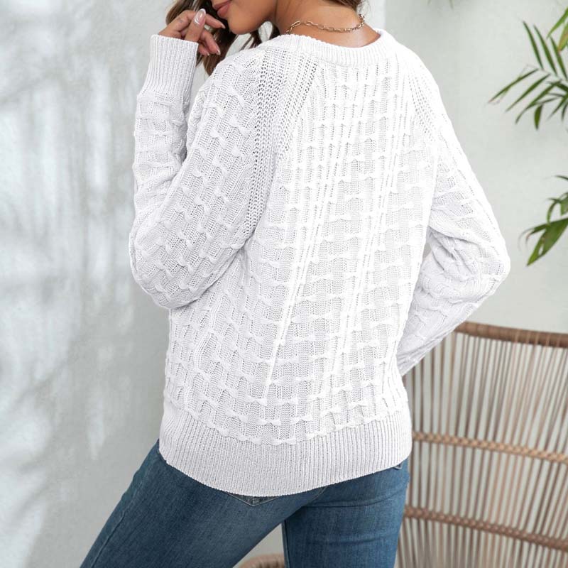Women's Knitted Jumper with Button Detail | Crew Neck
