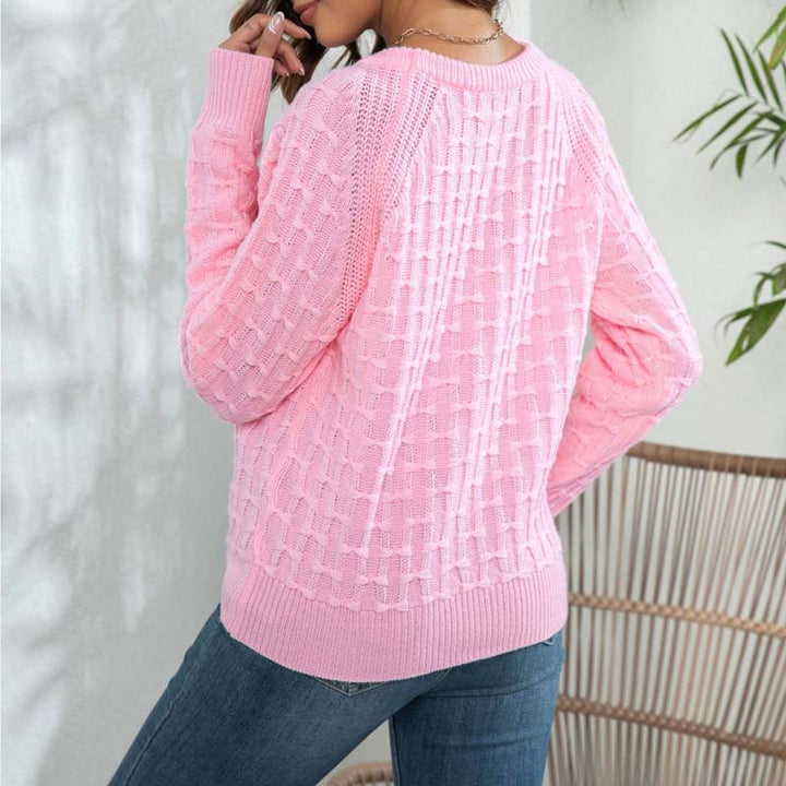 Women's Knitted Jumper with Button Detail | Crew Neck