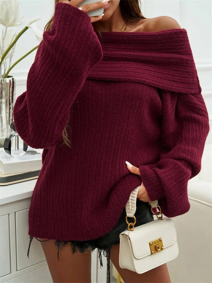 Women's Knitted Jumper with Off Shoulder Neck | Oversized