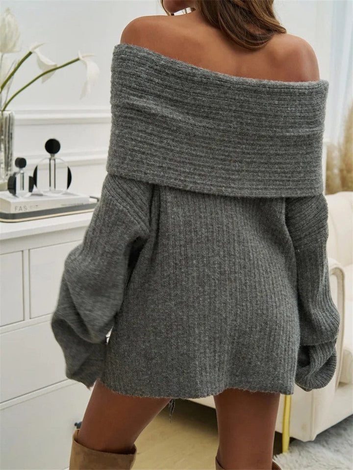 Women's Knitted Jumper with Off Shoulder Neck | Oversized