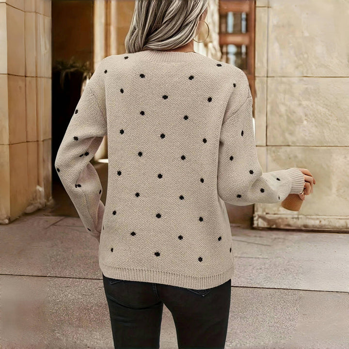 Women's Knitted Jumper with Polka Dots | Crew Neck