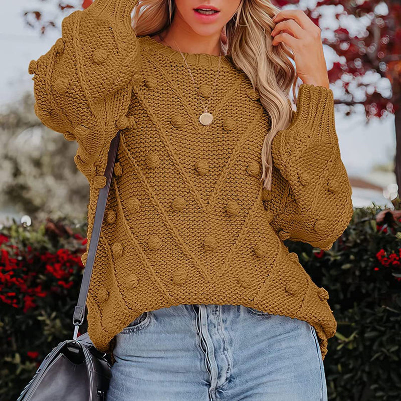 Women's Knitted Jumper with Pom Pom Detail | Chunky Knit