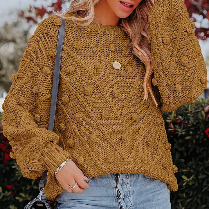 Women's Knitted Jumper with Pom Pom Detail | Chunky Knit