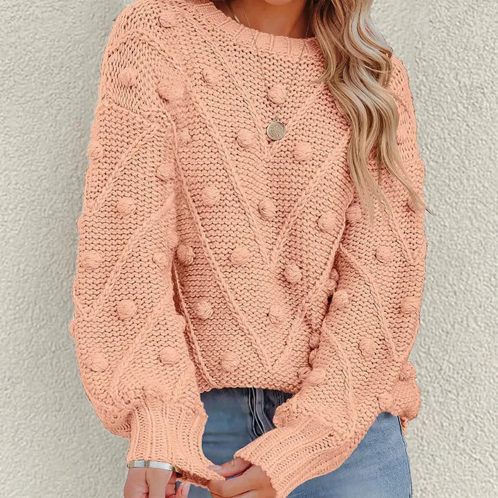 Women's Knitted Jumper with Pom Pom Detail | Chunky Knit